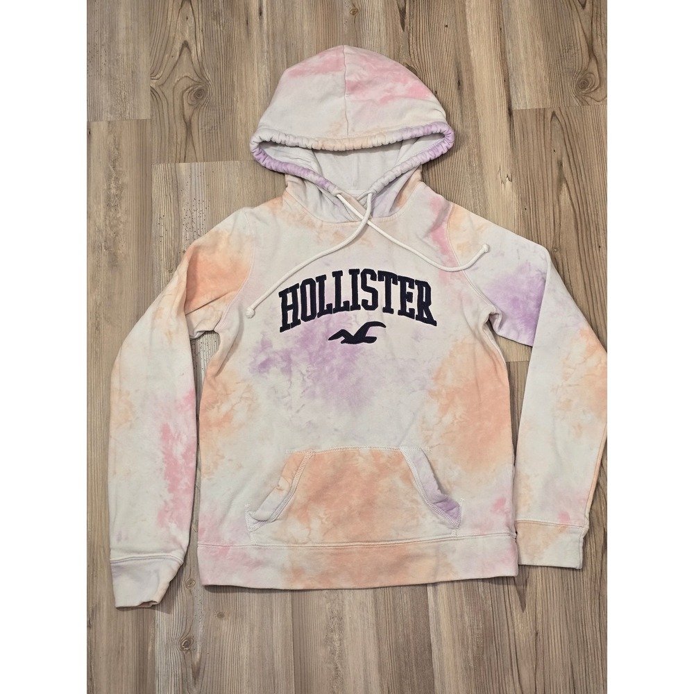 Hollister California Womens XS Tie‎ Dye Hoodie Pastel Pink Orange Purple Logo